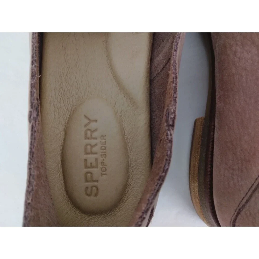 SPERRY Seaport Levy Brown Leather Memory-Foam Slip-On Loafers Womens Size 8.5